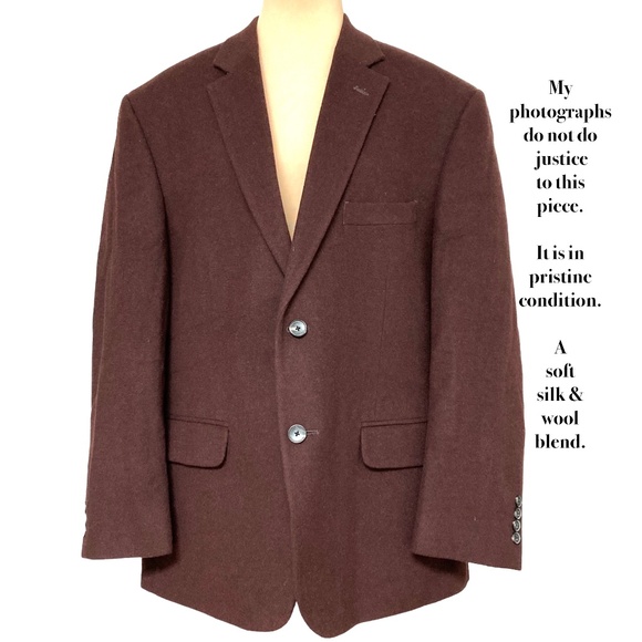 men blazer jacket M brown wool and silk Jos A. Bank  classic traditional - Picture 1 of 12